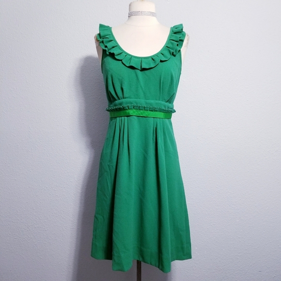 Leifsdottir Anthropologie green party glam short dress 2 - Picture 5 of 7